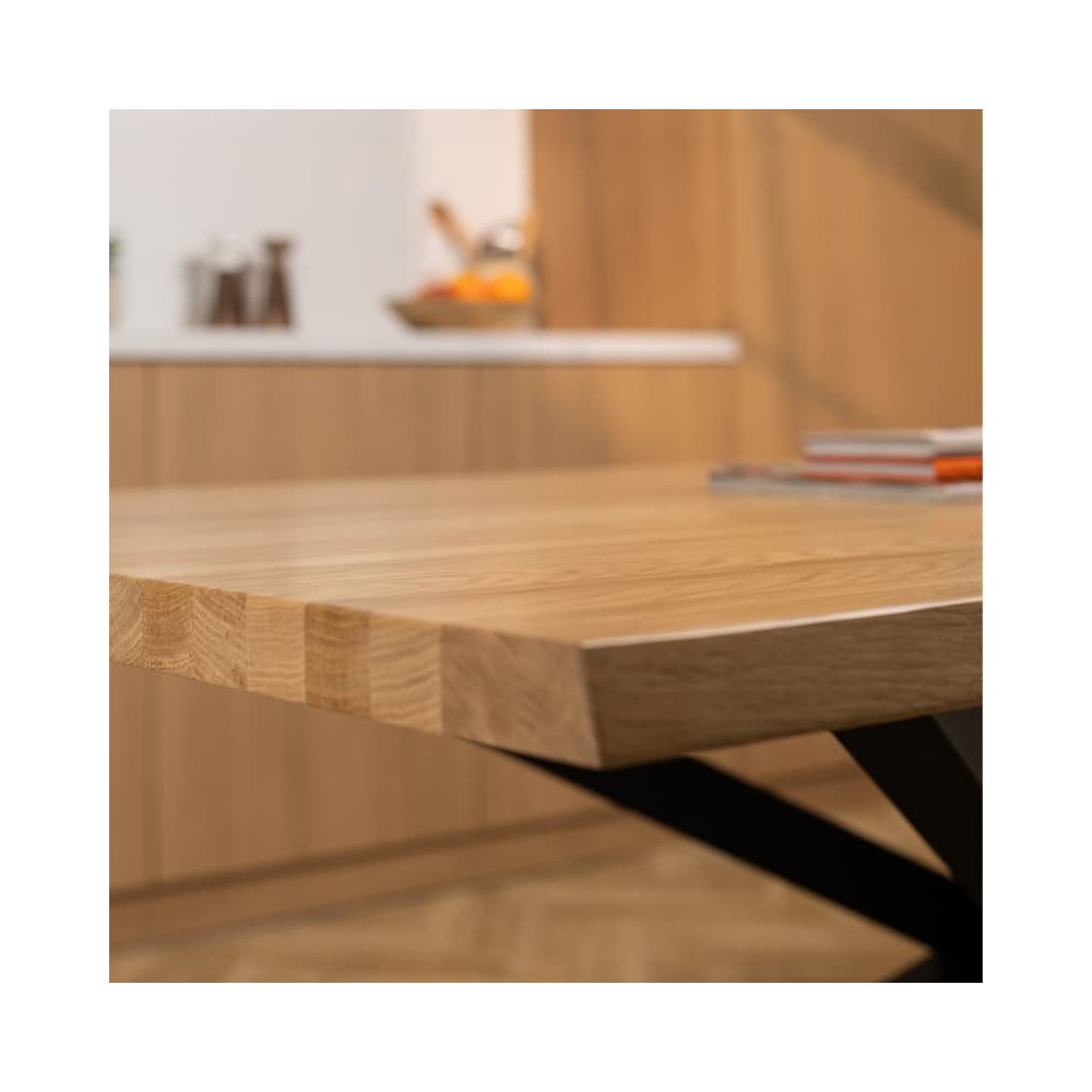 Stół dębowy V z nieregularnymi krawędziami | lity dąb 4 cm | rozkładany