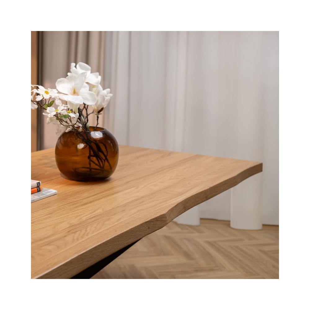 Stół dębowy V z nieregularnymi krawędziami | lity dąb 4 cm | rozkładany