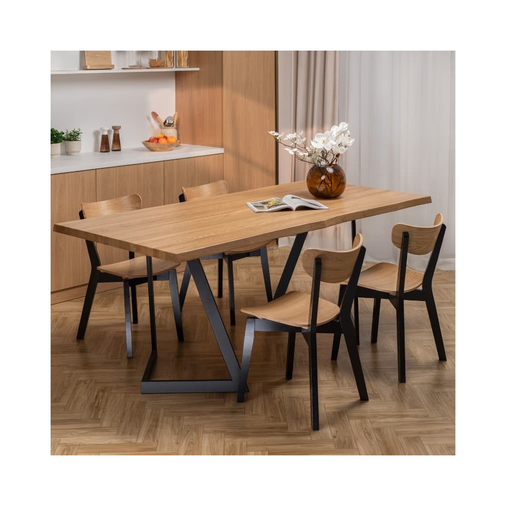 Stół dębowy V z nieregularnymi krawędziami | lity dąb 4 cm | rozkładany