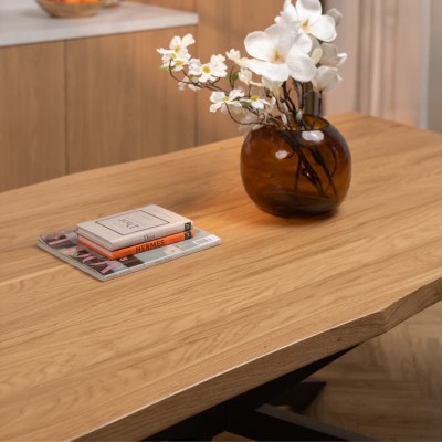 Stół dębowy U z nieregularnymi krawędziami | lity dąb 4 cm | rozkładany