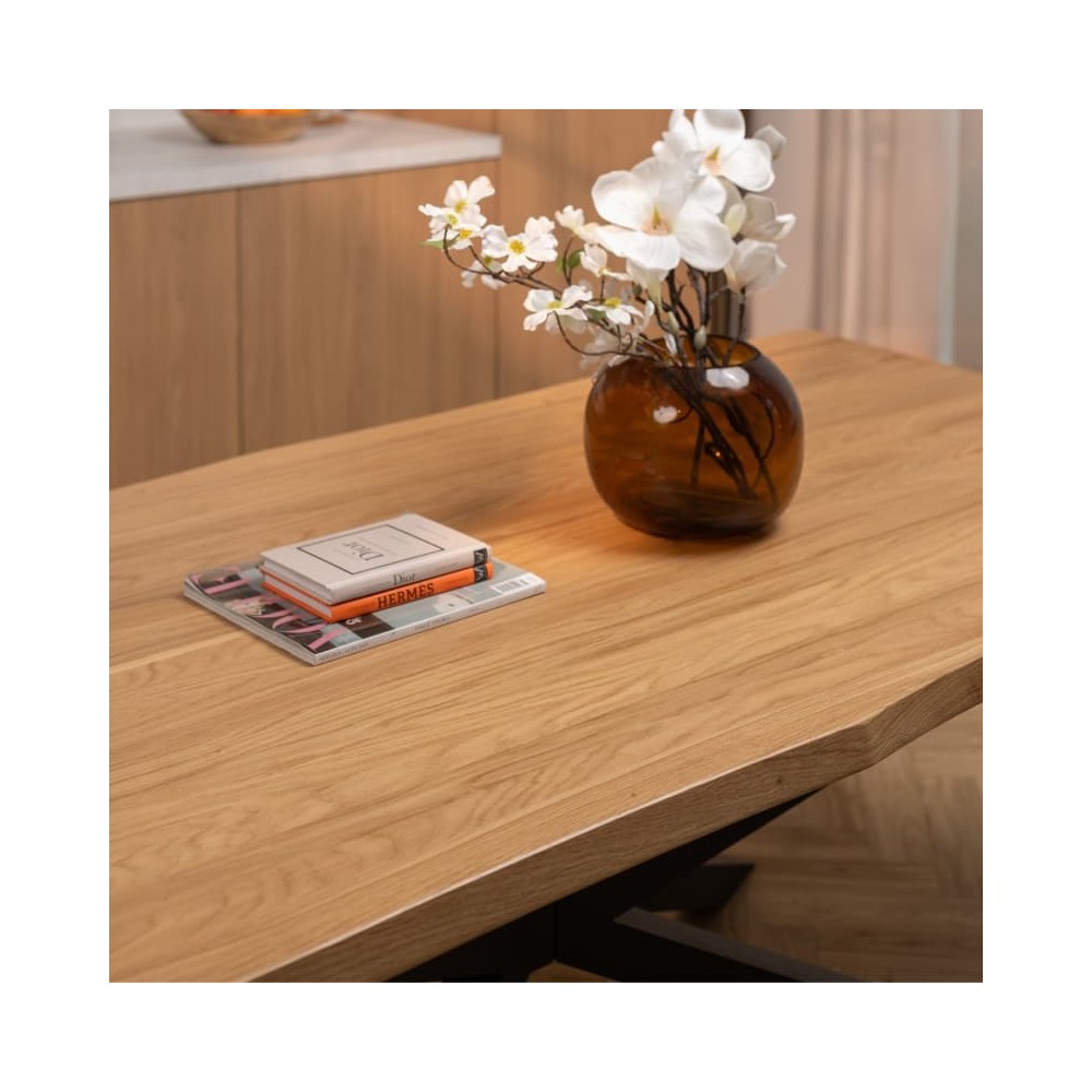 Stół dębowy U z nieregularnymi krawędziami | lity dąb 4 cm | rozkładany