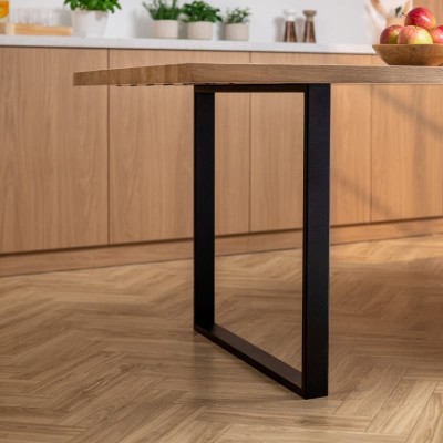 Stół dębowy U z nieregularnymi krawędziami | lity dąb 4 cm | rozkładany