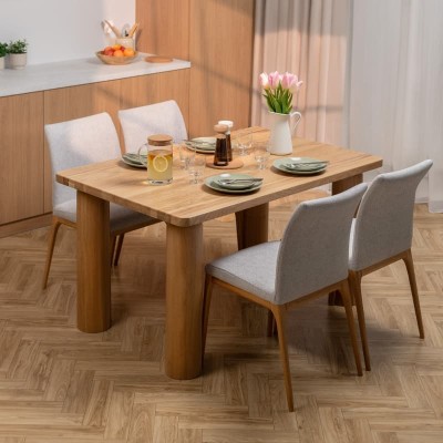 Stół dębowy MIKA w stylu japandi | lity dąb 4 cm |