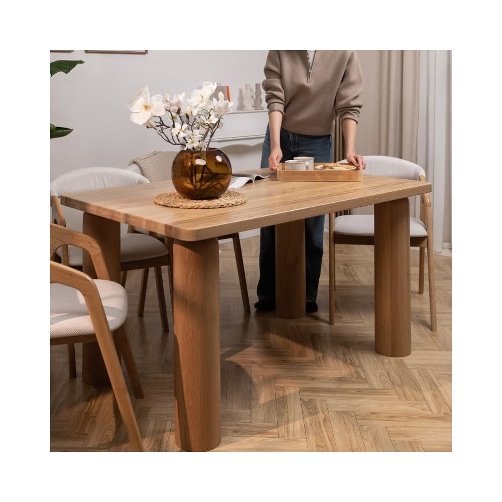 Stół dębowy MIKA w stylu japandi | lity dąb 4 cm |