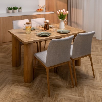 Stół dębowy MIKA w stylu japandi | lity dąb 4 cm |