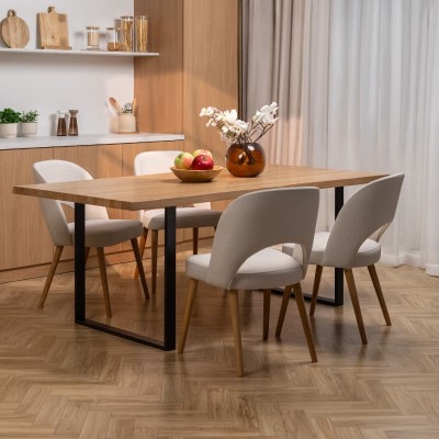 Stół dębowy U z nieregularnymi krawędziami | lity dąb 4 cm | rozkładany