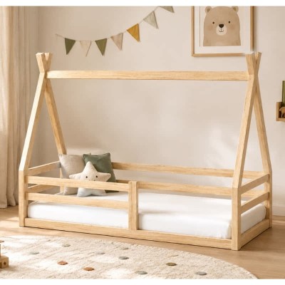 Łóżko dziecięce ANNA 160x90 tipi z naturalnego drewna.