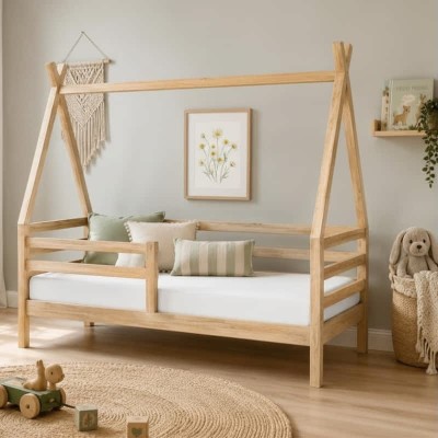 Łóżko dziecięce ANNA 160x90 tipi z naturalnego drewna.