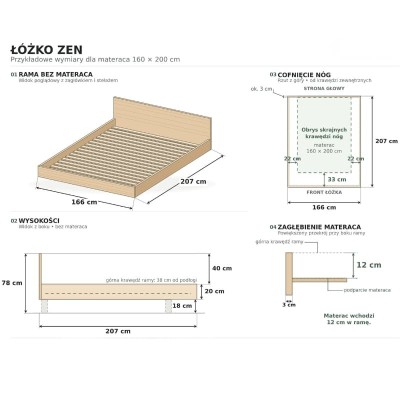 Łóżko Lewitujące Zen, Dębowe | Polskie | Drewniane do Sypialni