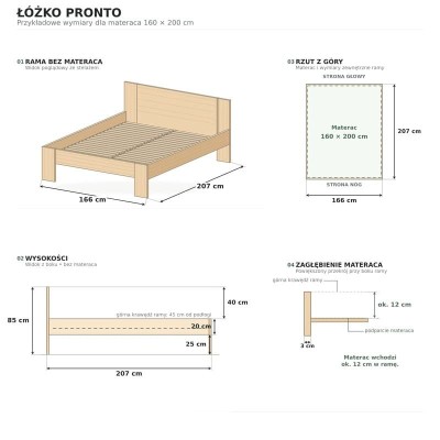 Łóżko Quattro Dębowe | Polskie | Drewniane do Sypialni