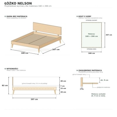 Łóżko dębowe NELSON dziki dąb