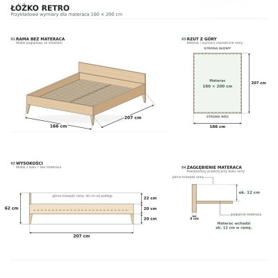 Łóżko Bukowe Retro | Polskie | Drewniane do Sypialni