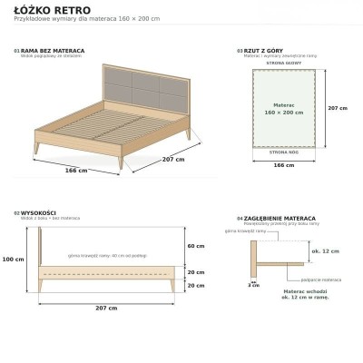 Łóżko Bukowe Retro | Polskie | Drewniane do Sypialni