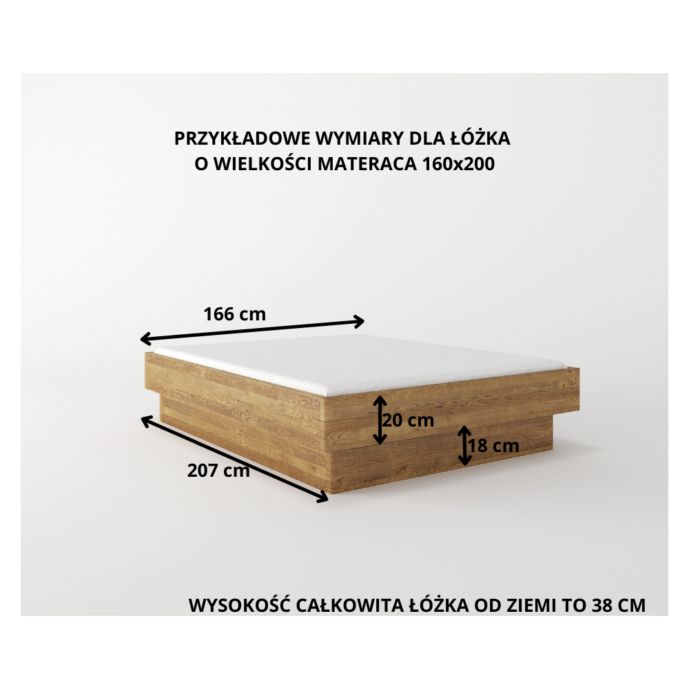 Łóżko Bukowe bez Zagłówka z Pojemnikiem Forte Lite | Polskie | Drewniane do Sypialni