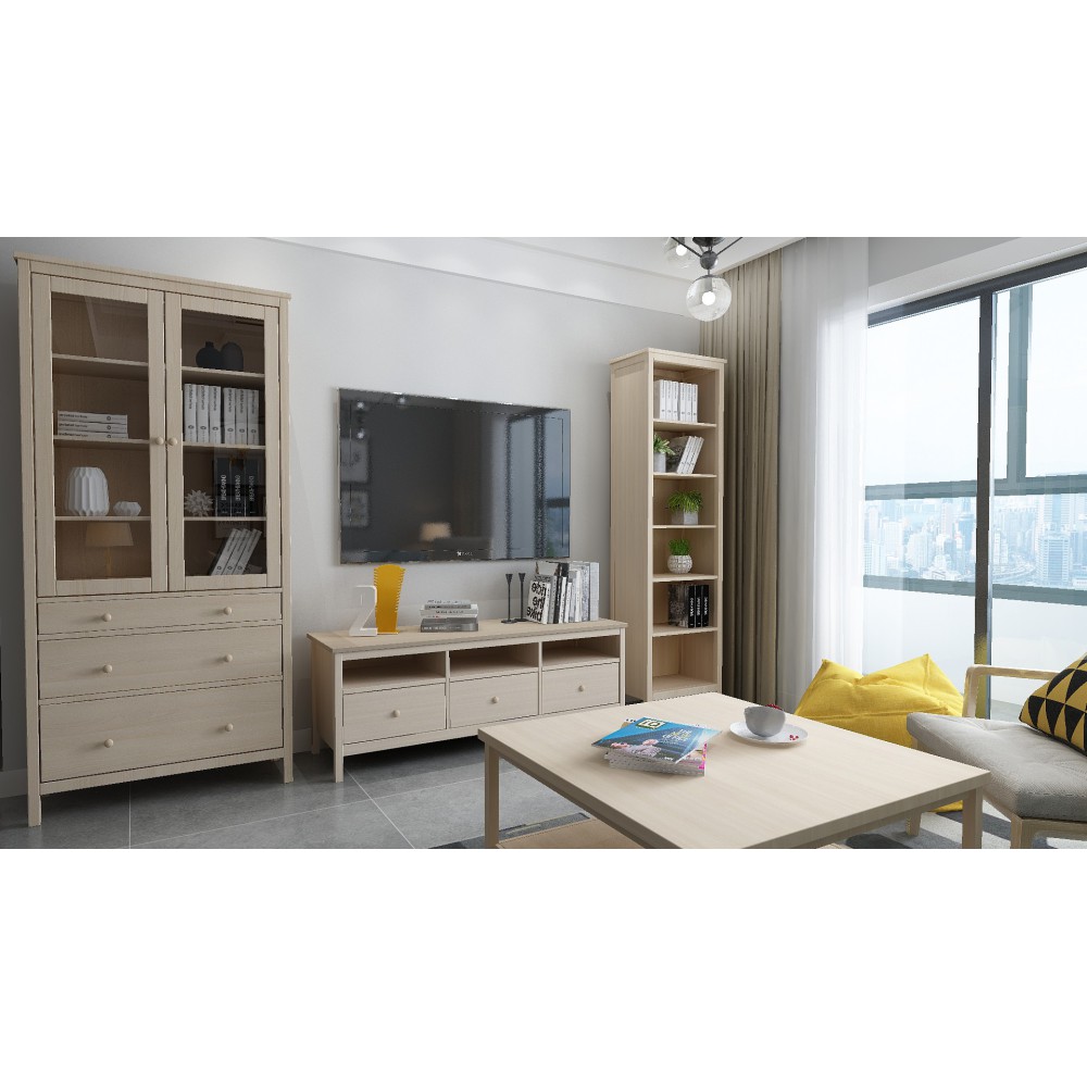 Bukowa komoda RTV w stylu skandynawskim Scandic
