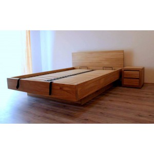 Łóżko drewniane dębowe z pojemnikiem FORTA 3