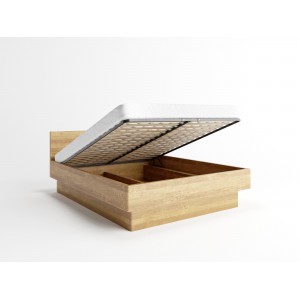 Łóżko drewniane dębowe z pojemnikiem FORTA 7