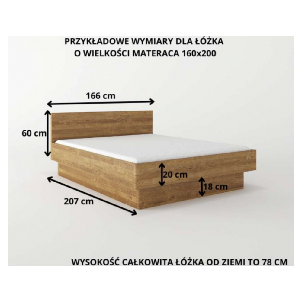 Łóżko dębowe Forta z pojemnikiem dziki dąb