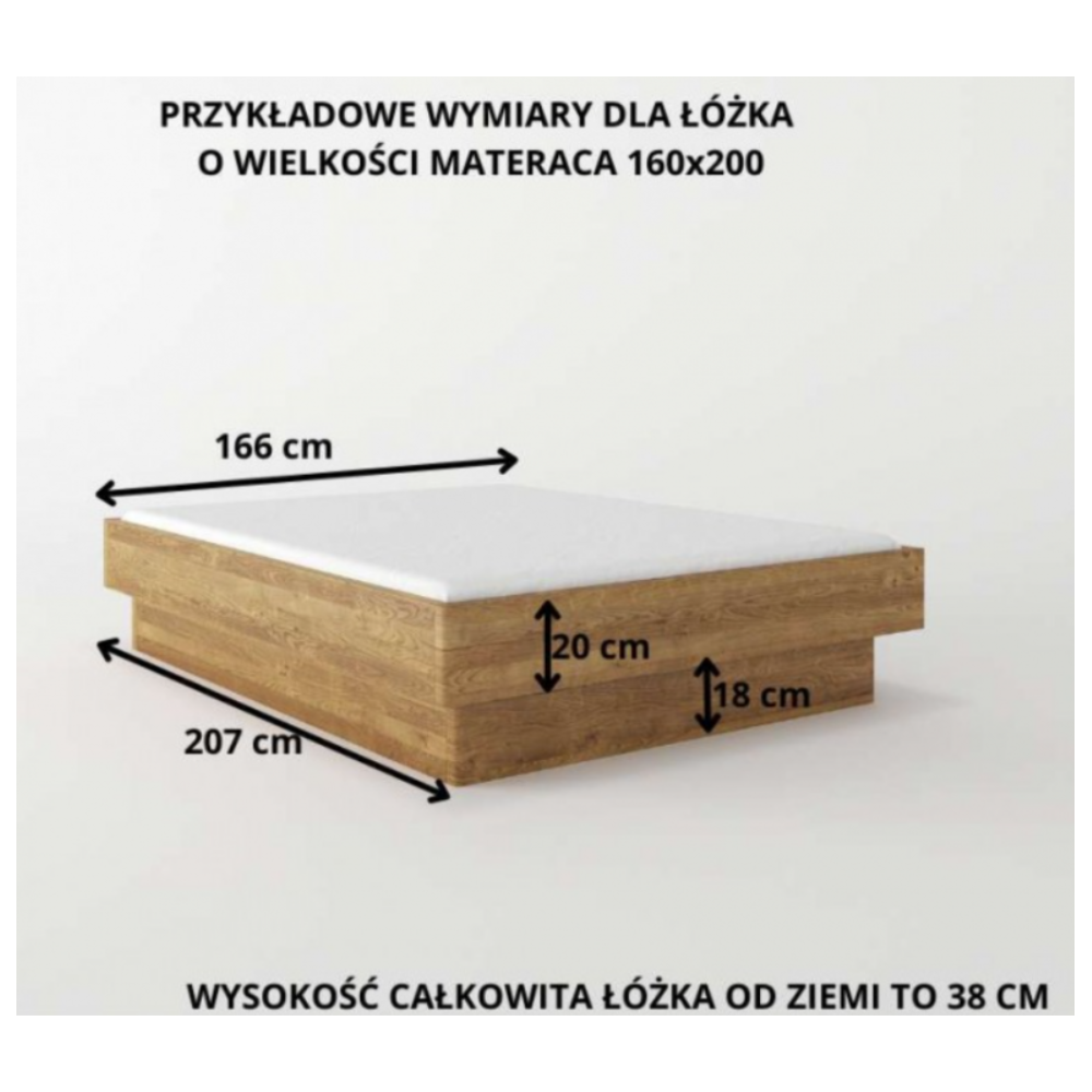 Łóżko dębowe Forta Lite z pojemnikiem dziki dąb